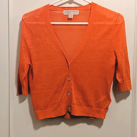 Michael Kors Linen Orange Cardigan - Picture 1 of 5